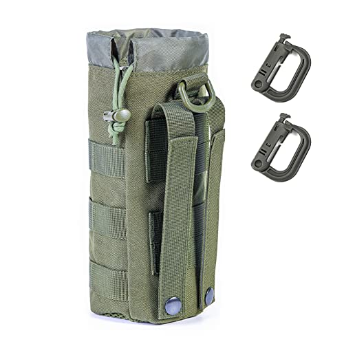 Upgraded Sports Water Bottles Pouch Bag, Tactical Drawstring Molle Water Bottle Holder Tactical Pouches, Travel Mesh Water Bottle Bag Tactical Hydration Carrier - color: Army-1Pack