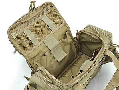 SHANGRI-LA Tactical Range Bag Outdoor Sling Backpack Hiking Fanny Waist Pack - color: Black