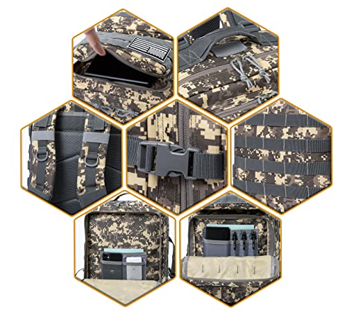 QT&QY 45L Military Tactical Backpacks Molle Army Assault Pack 3 Day Bug Out Bag Hiking Treeking Rucksack… - color: 2.3 Acu