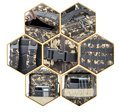 QT&QY 45L Military Tactical Backpacks Molle Army Assault Pack 3 Day Bug Out Bag Hiking Treeking Rucksack… - color: 2.3 Acu
