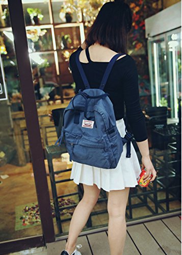 LuckyZ Womens Casual Style Lightweight Canvas Backpack Book Bag Travel Daypack Medium Handbag Purse, Blue - color: Blue