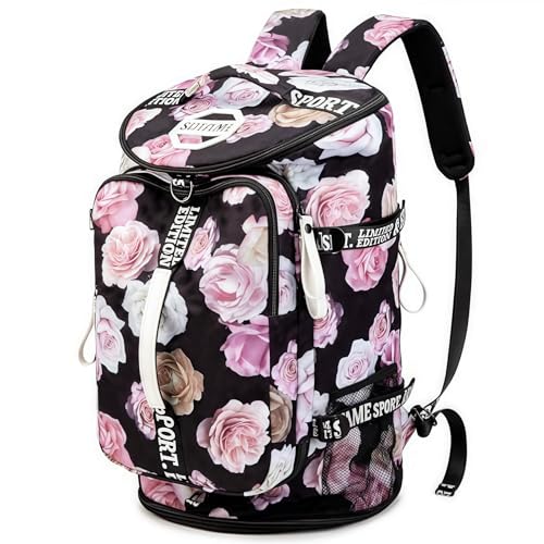 Gym Duffle Bag Backpack with Shoe Compartment,4 ways Travel Backpack for Women and Men,Multi-Functional Weekender bag with Waterproof Layer&Laptop Compartment for Fitness, Travel,Camping - color: Red