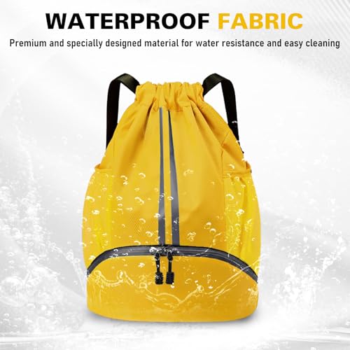 Drawstring Backpack Gym Bag with Shoes Compartment, Water-Resistant String Backpack Beach Cinch for Women Men