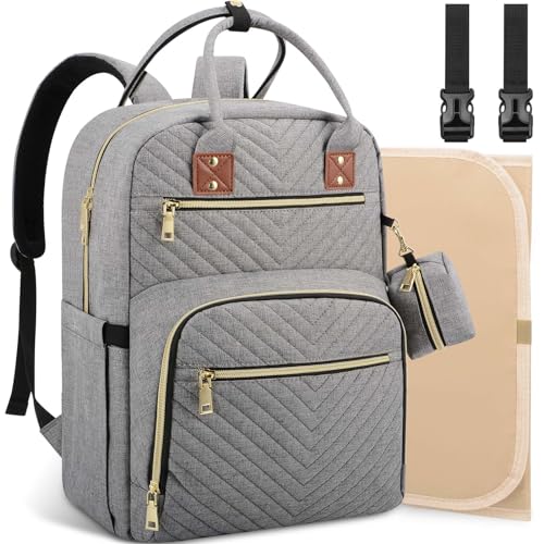 Tenot Baby Diaper Bag Backpack, Travel Diaper Bags for Baby Girl Boy Large Capacity Baby Bag Backpack for Women Grey - color: Grey
