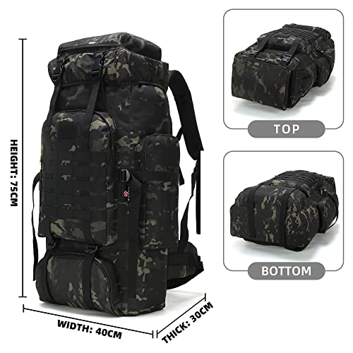 King'sGuard 70L Camping Hiking Backpack for Men Women Large Military Tactical Backpack Molle Rucksack Backpack for Outdoor - color: Black-2