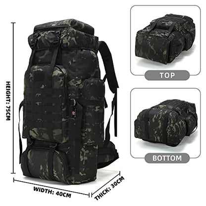 King'sGuard 70L Camping Hiking Backpack for Men Women Large Military Tactical Backpack Molle Rucksack Backpack for Outdoor - color: Black-2