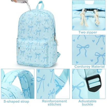 LOIDOU Girls Backpack for Kids Cute School Bookbag - color: Bow Tie Blue, size: L-17"
