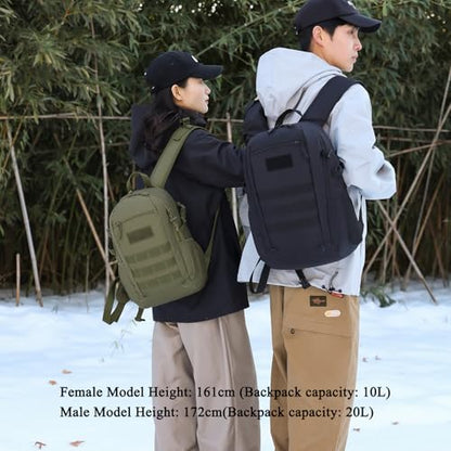 ArcEnCiel 10L/20L Mini X-Small Tactical Backpack MOLLE Daypack Gear Pack Camping Bag with Patch - color: Green, size: 10L