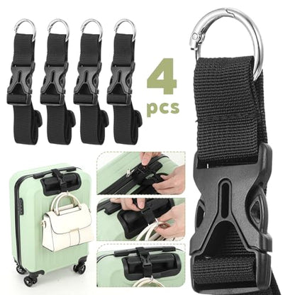 3PCS Luggage Straps, Backpack Accessories,Adjustable Suitcase Belt, Heavy Duty Travel Carry Strap with Ring Hooks,Backpack Straps, Make Your Hands Free,Easy to Carry Your Extra Bags (Black)