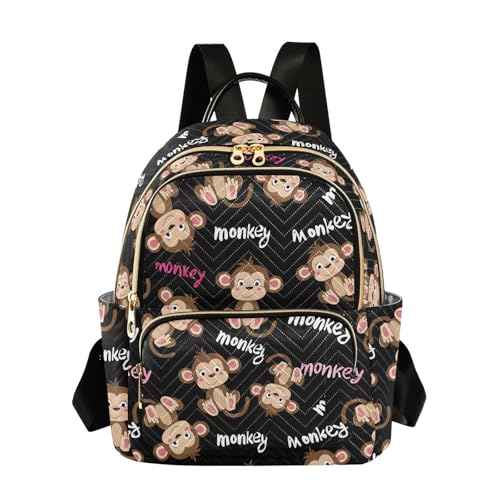 Funny Monkey Words Mini Backpack Purse for Women Shoulder Bag Fashion Daypack Ladies Handbag Lightweight Travel Bag Rucksack - color: Black Monkey, size: Small