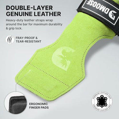 DMoose Fitness Weight Lifting Hooks (Pair) for Deadlifts, Pull Ups, Rows & Shrugs - Anti-Rip Nylon Strap Hand Grips with Thick Wrist Padding - Heavy Duty Wrist Straps for Weightlifting & Gym Workouts - color: Military Green Lifting Grip