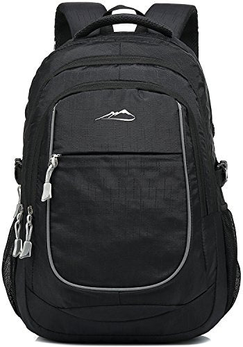 ProEtrade Backpack Bookbag for College Sturdy Travel Business Hiking Fit Laptop Up to 15.6 Inch Multi Compartment Gifts for Men Women Night Light Reflective (Black) - color: Black, size: 15.6 Inch
