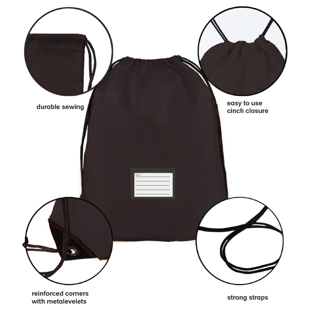 Drawstring Backpack Bulk 20 Pcs Draw String Bags DIY Gym Sports Traveling Yoga Cinch Bag Sackpack Drawstring Memo Card (black) - color: Black