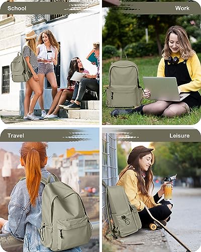 BJLFS Green School Backpack for Girls Water Resistant High School Book Bag Simple Backpack for Teens Boys Girls, Lightweight Simple Middle School Back Pack Daypack - color: Small Green
