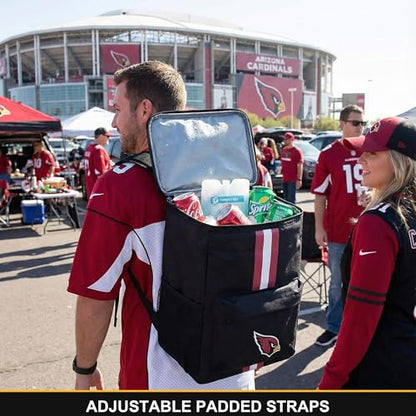 Cooler Backpack – Portable Soft Sided Ice Chest – Insulated Bag Holds 36 Cans - Football Gear – Show Your Team Spirit with Officially Licensed Fan Gear - style: Arizona Cardinals