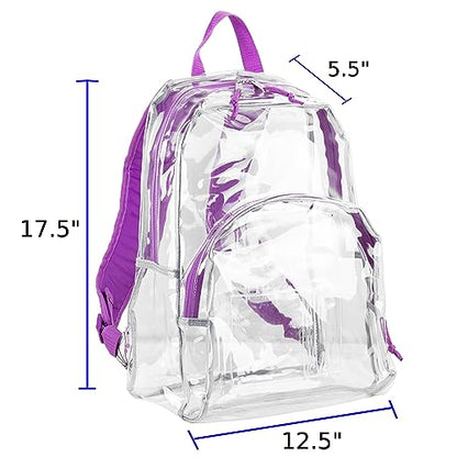 Eastsport Clear Backpack Stadium Approved See Through Transparent Heavy Duty with Padded Adjustable Straps (Clear/Purple/Splatter) - color: Clear/Purple/Splatter