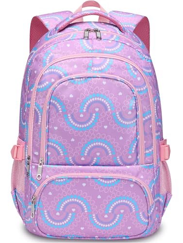 BLUEFAIRY Kids Backpacks for Boys Girls 17 Inch Elementary Primary Middle School Bookbags with Laptop Compartment Back to School Bags for Childs Age 6-8 Mochilas Escolares para Niños Niñas Purple - color: Purple