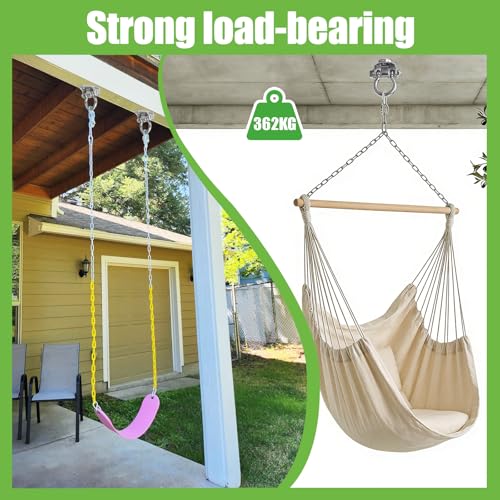 2 Heavy Duty Swing Hangers Stainless Steel 304 Anti-Rust, Innovative Double Security Protection, 2000 lb Capacity 180° Swing, Playground Porch Yoga Seat Trapeze Wooden Sets Indoor Outdoor