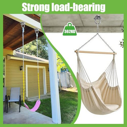 2 Heavy Duty Swing Hangers Stainless Steel 304 Anti-Rust, Innovative Double Security Protection, 2000 lb Capacity 180° Swing, Playground Porch Yoga Seat Trapeze Wooden Sets Indoor Outdoor