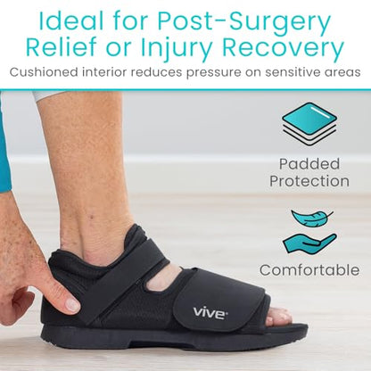 Vive Rounded Post Op Shoe for Injured Foot - Orthopedic Recovery Shoes for Women, Men - Lightweight, Adjustable Medical Walking Shoe for Post Surgery, Stress Fracture, Bunions, Sprains - Left or Right (XX-Small) - size: XX-Small