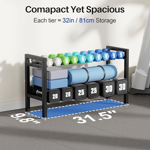 Dumbbell Rack 2-Tier Adjustable Weight Rack For Home Gym Dumbbells Kettlebell (Rack Only) - size: 31IN（L）