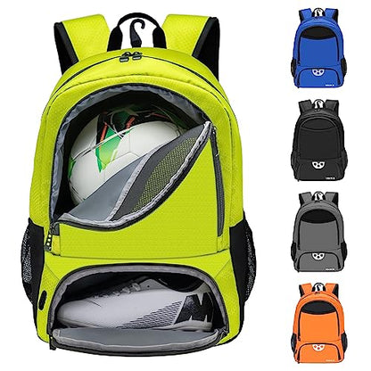 Mkour Soccer Bag - Football Basketball Volleyball Backpack with Ball Compartment and Holder - color: Spring green