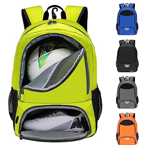 Mkour Soccer Bag - Football Basketball Volleyball Backpack with Ball Compartment and Holder - color: Spring green