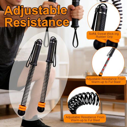 2PCS Adjustable Weighted Ropeless Battle Ropes, Heavy Duty Cordless Battle Rope for HIIT & Cardio Full-Body Workout Tool with Non-Slip Spiral Handles, Home Gym Equipment for Men & Women (Black)