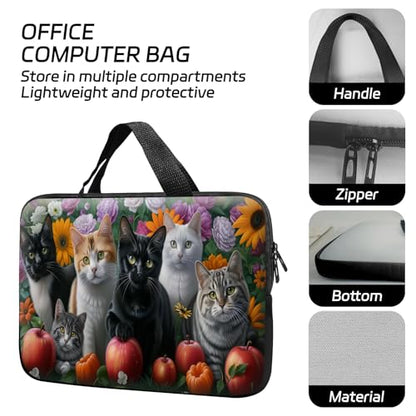 14 15 15.4 15.6 inch Laptop Handle Bag Computer Bag, Pouch Holder Notebook Sleeve Cover Soft Case Compatible for Dell,Lenovo,Toshiba HP, Asus Notebook-Cute Cat Flower Apple - color: Cute Cat Flower Apple