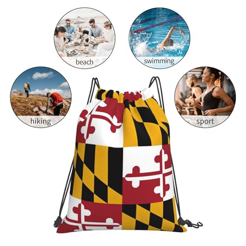 Maryland Flag Drawstring Bag Sport Gym Backpack Beach Travel Sack Draw String Yoga Bag For Men Women - color: Maryland Flag