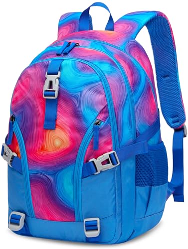 BLUEFAIRY High School Backpack for Girls Boys Middle School Bookbag for Kids Back to School Bag for College with Large Compartment Casual Daypack Mochilas para Niñas Adolescentes 18" Tie Dye Blue - color: Sky Blue