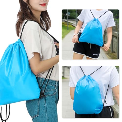 Drawstring Backpack 4PCS Bulk String Backpack Drawstring Bags Sport Gym Cinch Bag Nylon String Bag for Women Men (Sky Blue 4PCS) - color: Sky Blue 4pcs