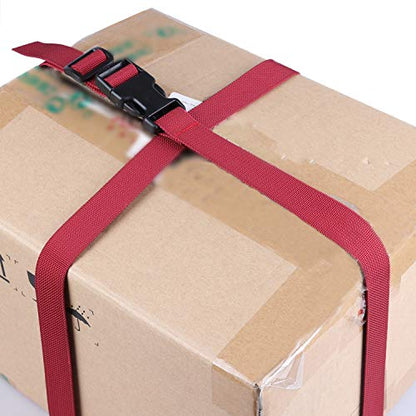 MAGARROW 78" x 1" Strap Buckle Packing Straps Adjustable 1-Inch Belt - color: Red 6.5 feet Long (4-PCS)