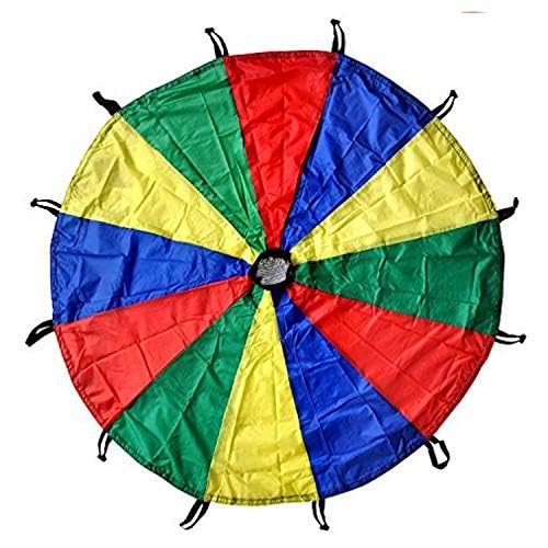 GSi Kids Play Parachute Rainbow Parachute Toy Tent Game for Kids Gymnastics Cooperative Play and Outdoor Playground Activities (6 Feet) - size: 6 Feet