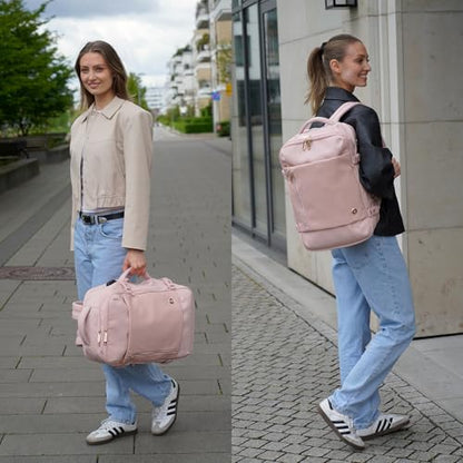 Swissdigital Design Travel Laptop Backpack for Women, 36L Carry On Backpack with USB Charging Port, RFID Protection & Wet-Dry Separation, TSA Friendly Fits 16 Inch Laptop, Pink | SD1749-81 - color: Pink
