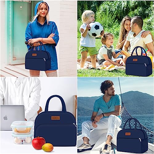Coobiiya Lunch Bag for Men and Women - Navy Blue, Aluminum, 10.8" x 6.3" x 8.85" - Spacious, Lightweight, and Durable - color: Navy