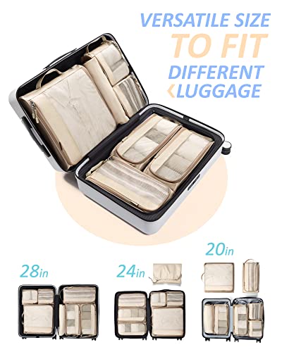 BAGSMART Keep Shape Packing Cubes, 7 Set for Travel, Lightweight Cubes, Suitcase Organizer Bags Set for Essentials