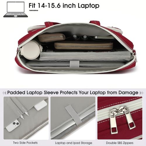 15-15.6 inch Laptop Shoulder Bag, for MacBook Pro 16, Hp Lenovo Dell 14 inch Waterproof Messenger Bag Case Sleeve (Wine red) - color: Wine Red