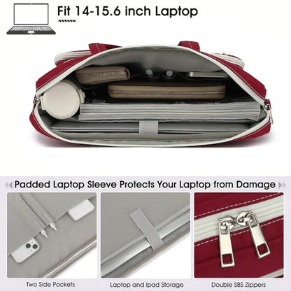 15-15.6 inch Laptop Shoulder Bag, for MacBook Pro 16, Hp Lenovo Dell 14 inch Waterproof Messenger Bag Case Sleeve (Wine red) - color: Wine Red