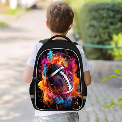 TILYTADLY School Backpack for Boys - American Football Boys Backpack for Kids Children Teens Elementary Middle School - Students Bag for Ages 6-18,17″Bookbag Multifunctional Large Capacity - color: American Football-05-backpack Only