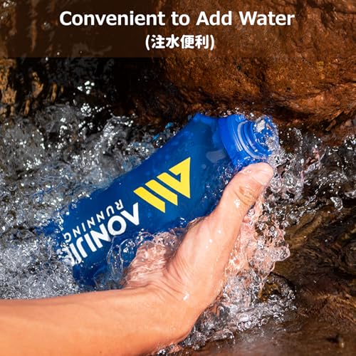 Azarxis TPU Soft Flask Collapsible Water Bottle Running Folding Gel Water Reservoir Handheld for Hydration Pack Hiking Cycling Climbing Jogging Marathon Trail Race - color: #01 Blue - 250 ml - 2-pack