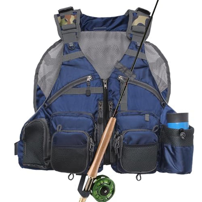 Kylebooker Fly Fishing Vest Pack Adjustable for Men and Women - color: Blue