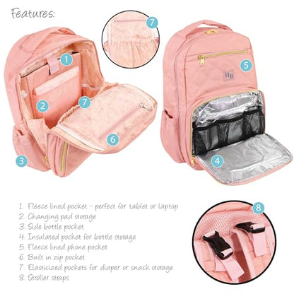 Hudson Baby Unisex Baby Premium Diaper Bag Backpack and Changing Pad, Blush, One Size - color: Blush