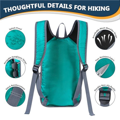 15L Foldable Hiking Backpack,Lightweight Packable Waterproof Machine Washable Daypack with Chest Strap,Small Folding Pack for Travel/Walking for Men&Women-0.52LB Green - color: Green