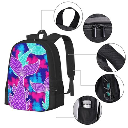Slim Anti Theft Laptop Backpack Mermaid Tail Purple, Large Volume Travel Daypack Durable Polyester Carry Bag for Office Business Outdoor Trekking - color: Design (873)