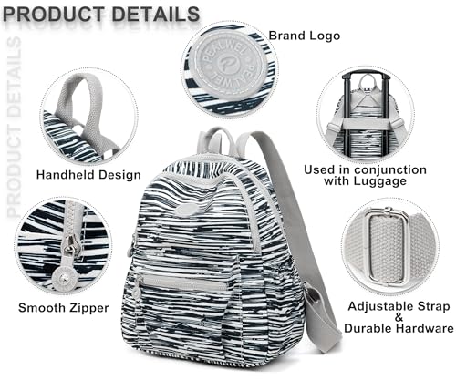 Pealwel Mini Backpack Purse for Women,Small Nylon backpacks for Ladies Backpacks Women Anti Theft Travel Bag (Strip) - color: Strip