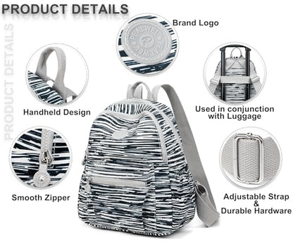 Pealwel Mini Backpack Purse for Women,Small Nylon backpacks for Ladies Backpacks Women Anti Theft Travel Bag (Strip) - color: Strip