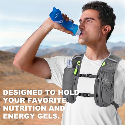 Running Vest for Women Men, 5L Hydration Vest with Dual 500ml Soft Flask, Lightweight Water Backpack, Adjustable Chest Straps Running Hydration Backpack for Running Cycling Hiking - color: Grey