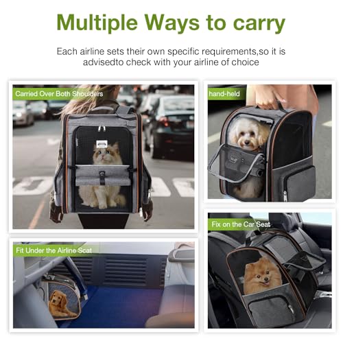 Extra Large Cat Backpack Carrier Expandable Pet Carrier Backpack for Small/Medium Dogs and Medium/Large Cats, Grey - color: Grey