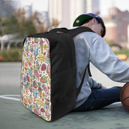 18.5in Basketball Backpack Basketball Bag with Shoe Compartment & Ball Holder, Waterproof Bag for Soccer Volleyball - color: Cartoon Fruit Ice Cream Print